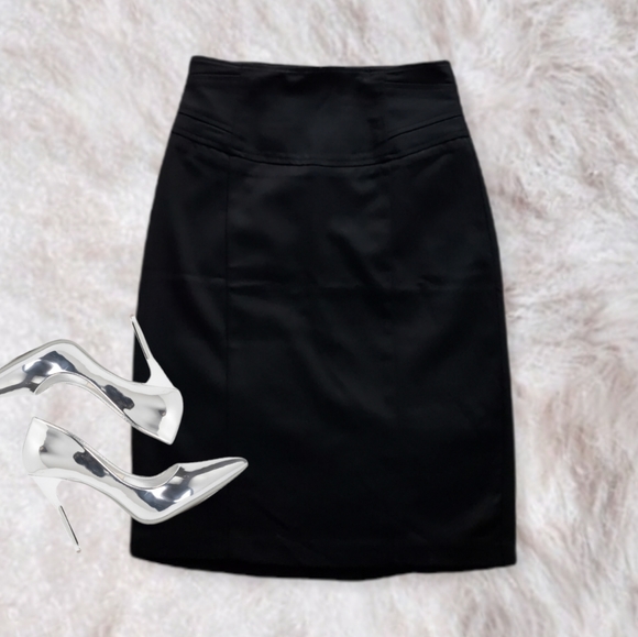 NWOT- Forever 21• High Waist Rayon Mix Pencil skirt with slit- Small - Picture 2 of 8